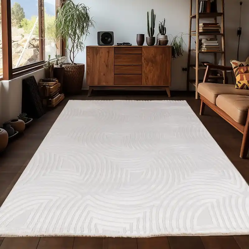 Taniej Dywan nowoczesny 3D Sahara Geometria kremowy 160 cm x 230 cm