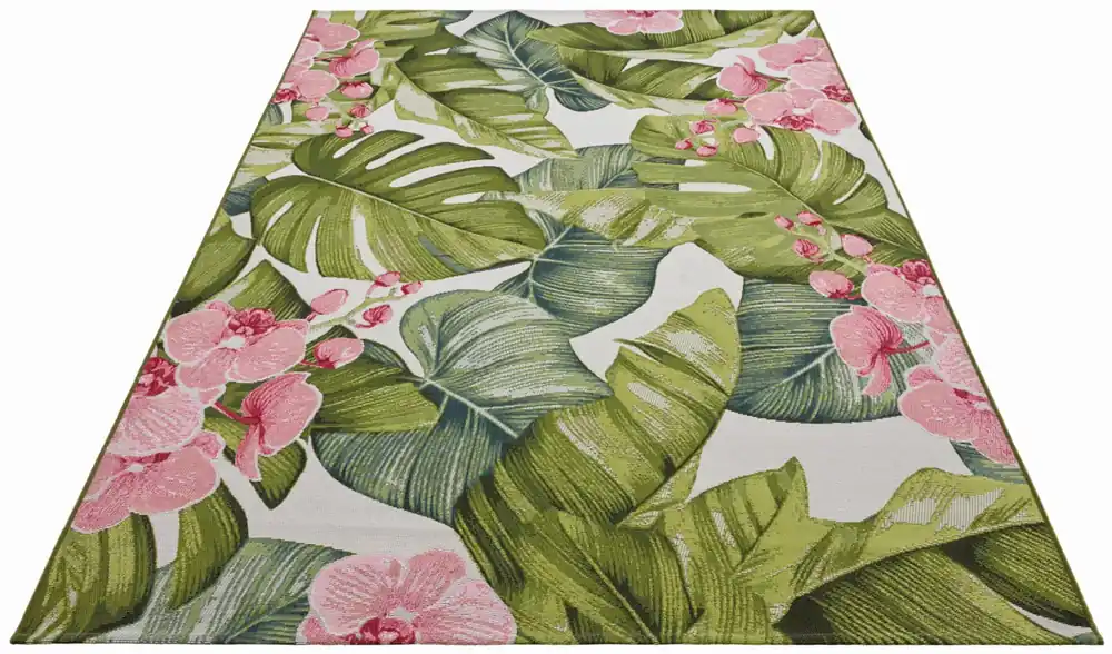 Hit cenowy Dywan zewnętrzny Flair Liście zielono-różowe 120 cm x 180 cm