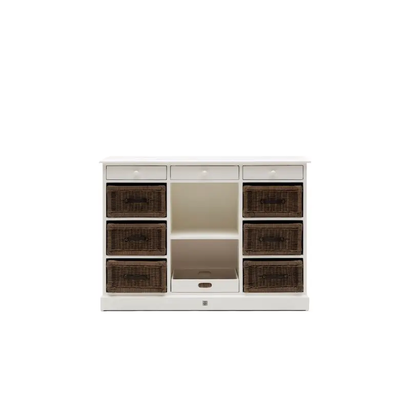 Taniej Komoda z rattanem Ranges en Plus, biała, Riviera Maison