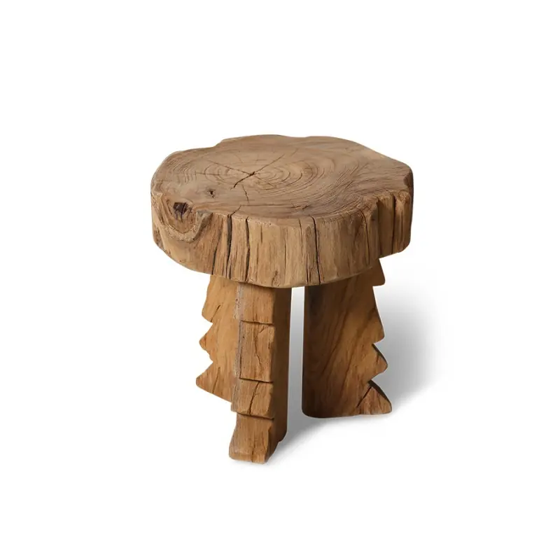 Bezpieczna płatność Stołek Carved, drewno tekowe, HKLiving