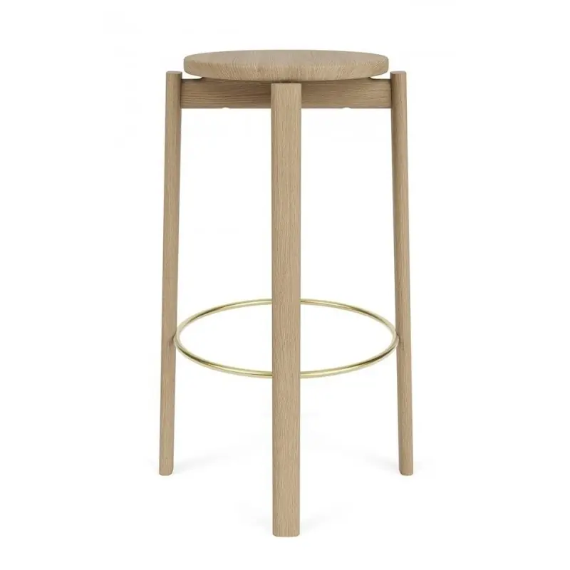 Wyjątkowa oferta Krzesło barowe PASSAGE 75 cm, dąb naturalny/złoto, Audo Copenhagen