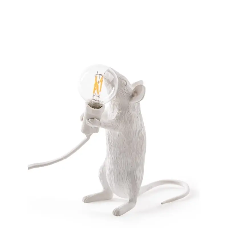 Darmowy zwrot Lampa stołowa Mouse Standing, biały, Seletti