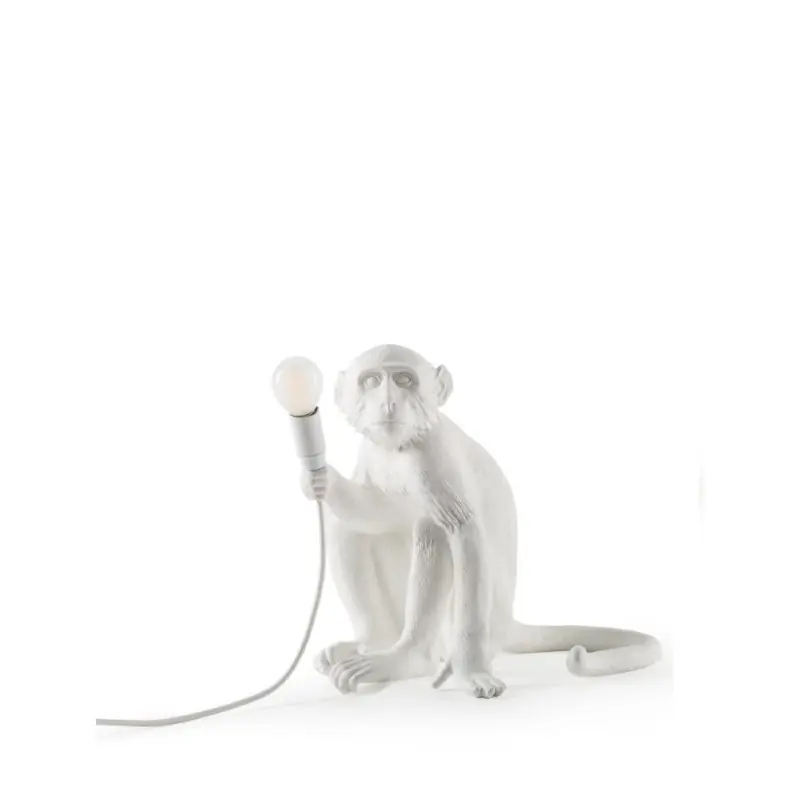 Cena promocyjna Lampa stołowa Monkey Sitting, biały, Seletti