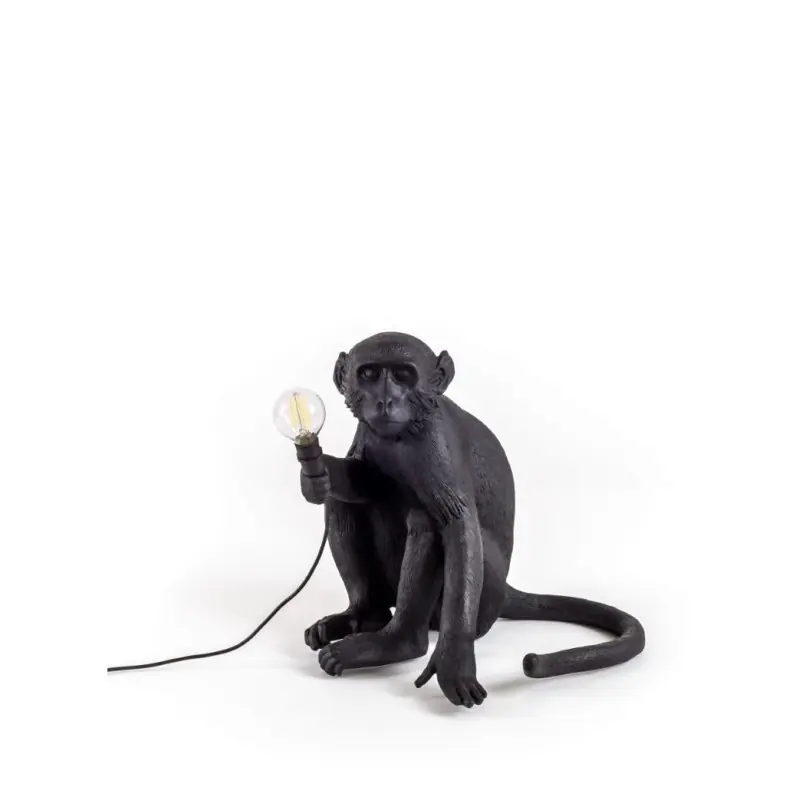 Ostatnia szansa Lampa stołowa Monkey Sitting, czarny, Seletti