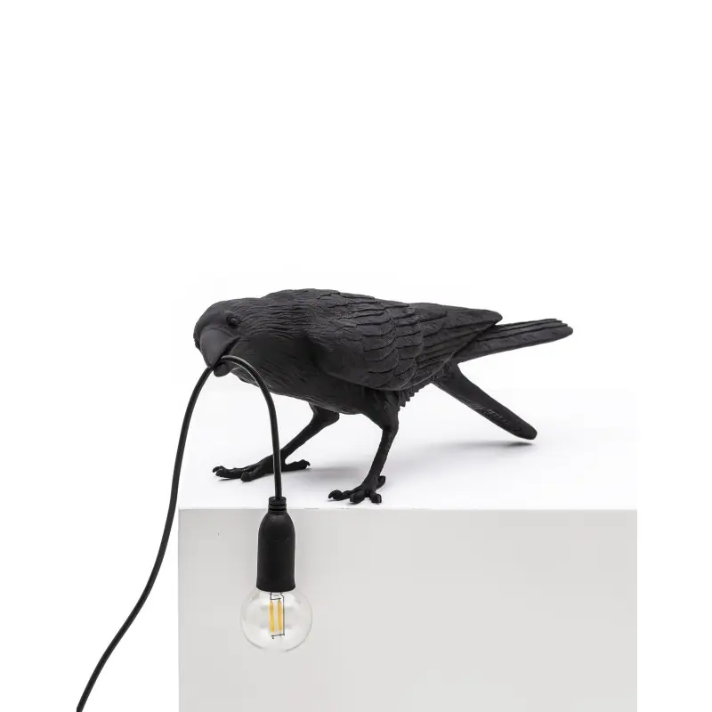 Ostatnie sztuki Lampa stołowa Bird Playing indoor, czarny, Seletti