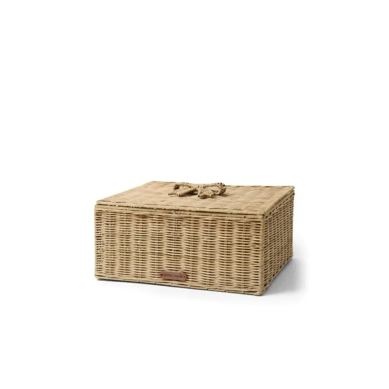 Pudełko Bow L do przechowywania, rattanowe z kokardką, naturalne, Riviera Maison Bestseller