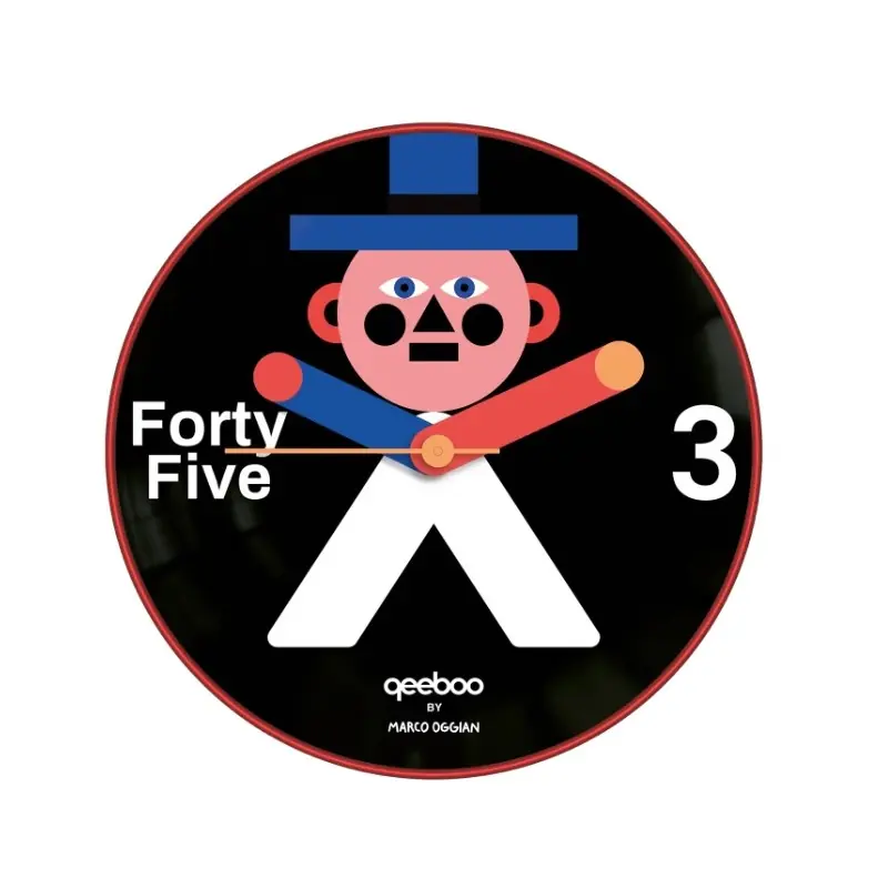 Zegar ścienny Mr Wally, czerwona ramka, czarne tło, Qeeboo Zamów dziś