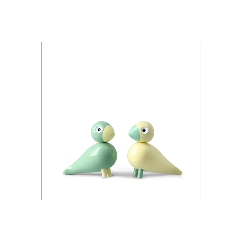 Bezpieczna płatność Drewniane figurki Easter Birds 2026 Lilipu 2 szt., żółty i zielony, Kay Bojesen