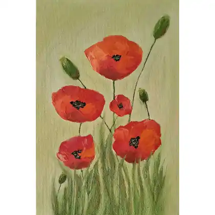 Obraz na płótnie ręcznie malowany farbami olejowymi Maki 20x30 miniaturowy Najlepsza cena