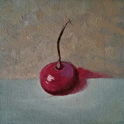 Najlepsza cena Obraz na płótnie ręcznie malowany farbami olejowymi Czereśnia 15x15 miniaturowy