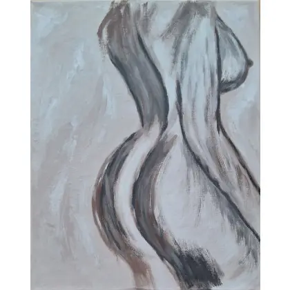 Obraz ręcznie malowany akrylami na płótnie bawełnianym Kobieta abstrakcja minimalistyczna 55x75 Tylko dziś