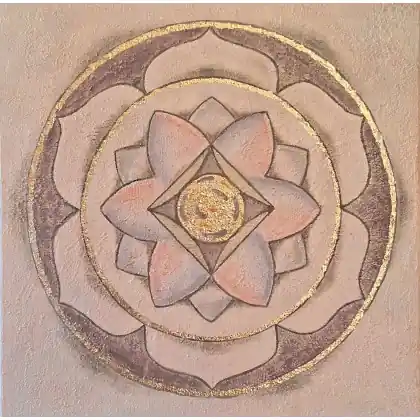 Obraz na płótnie ręcznie malowany akrylami mandala Lotus ze srebrom 40x40 Oferta czasowa