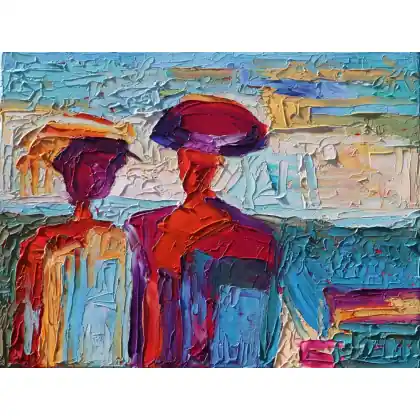 Rabat Abstrakcja 109 - Nieznajomi. Olej 30 x 40 cm