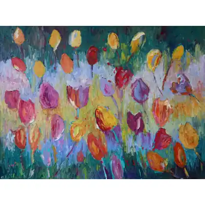 Do wyczerpania zapasów Tulipany - kwiaty 141, obraz olejny 60 x 80