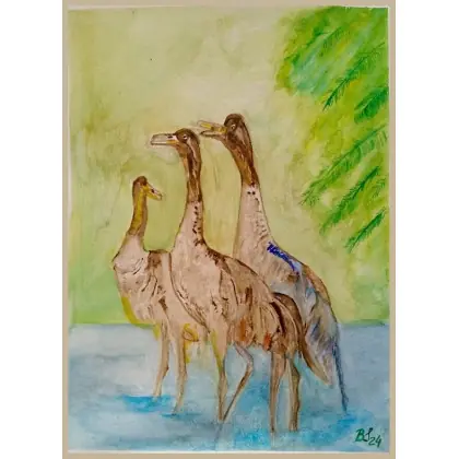 Żurawie, akwarela 240x320 mm Nie przegap