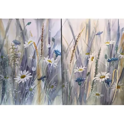 Łąka- dyptyk, 2 akwarele 30X20 cm (x2) Hit cenowy