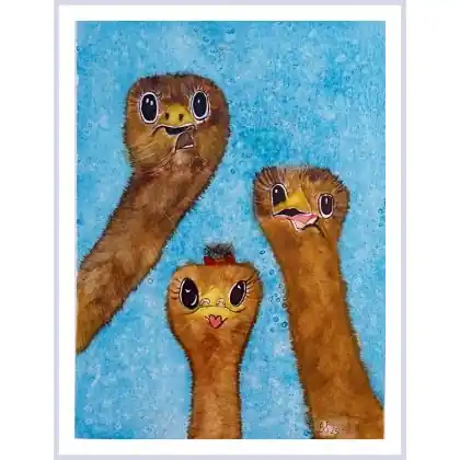 Zniżka Bajko ty moja- Strusie, akwarela form 240x320 mm