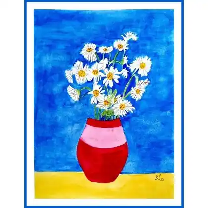 Ekspresowa dostawa Kwiaty w wazonie, akwarela . /240x320 mm/