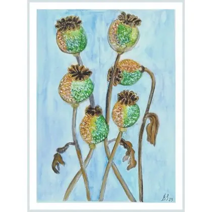 Hit sprzedaży Makówki 1, akwarela Wym 240x320 mm