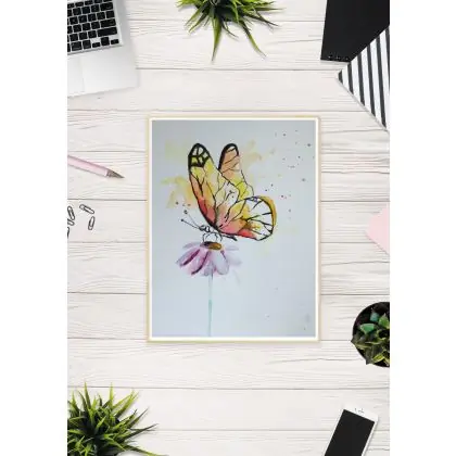Tylko dziś ŻÓŁTY MOTYL -akwarela