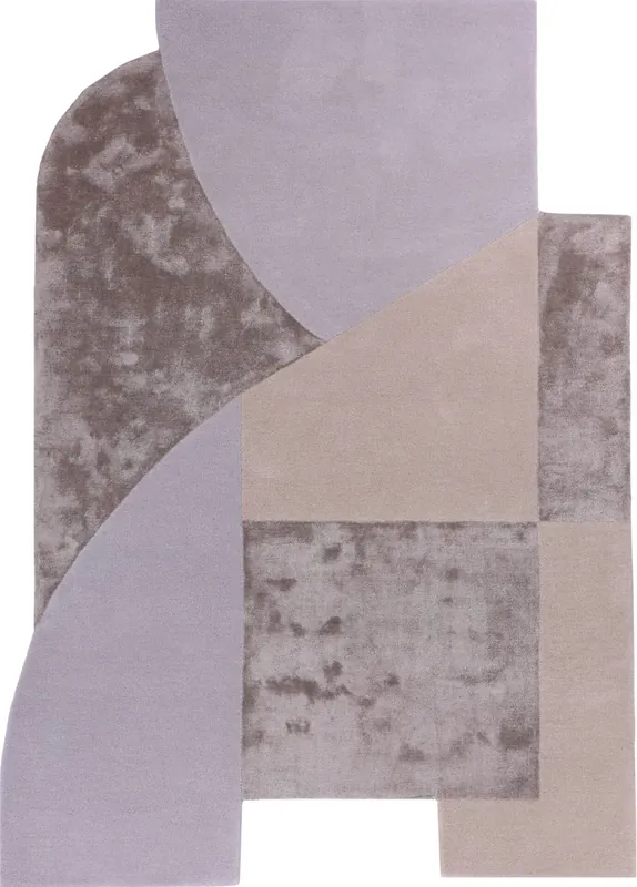Fioletowo beżowy dywan geometryczny - BLOC BEIGE GREY LIGHT BROWN 160x230 cm Rabat