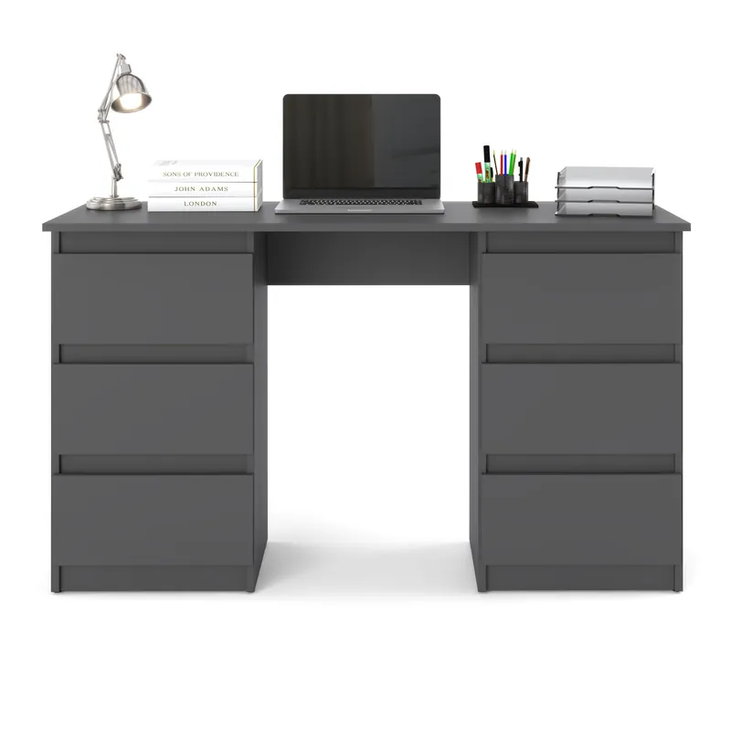 Bestseller Biurko Nowoczesne Ofi z 6 Szufladami Szary Mat