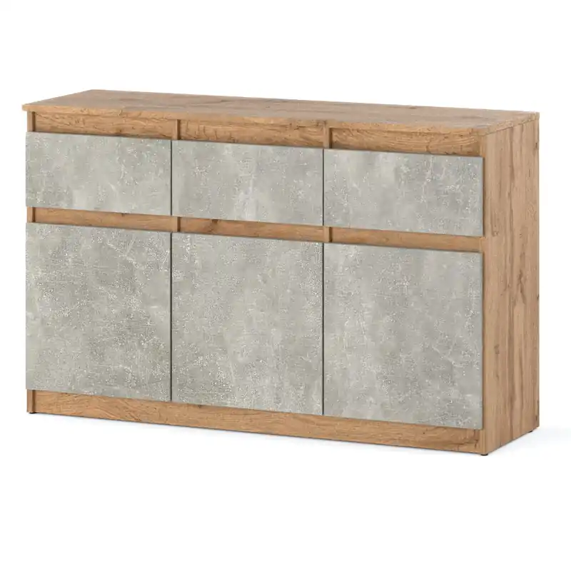 Komoda 3 Szuflady OLEKSA 120cm Szafka Dąb Wotan Beton Bestseller