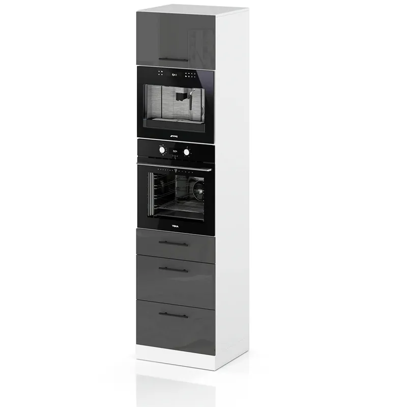 Bestseller Słupek Kuchenny 3 Szuflady Piekarnik Mikrofala S60MS3 SPremium Szary Połysk