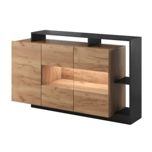 Hit sprzedaży Komoda do salonu Alva grafit + dąb craft 155 cm