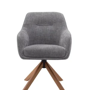 Krzesło obrotowe do jadalni Avola, szare, drewniane nogi (53250003) Oferta czasowa