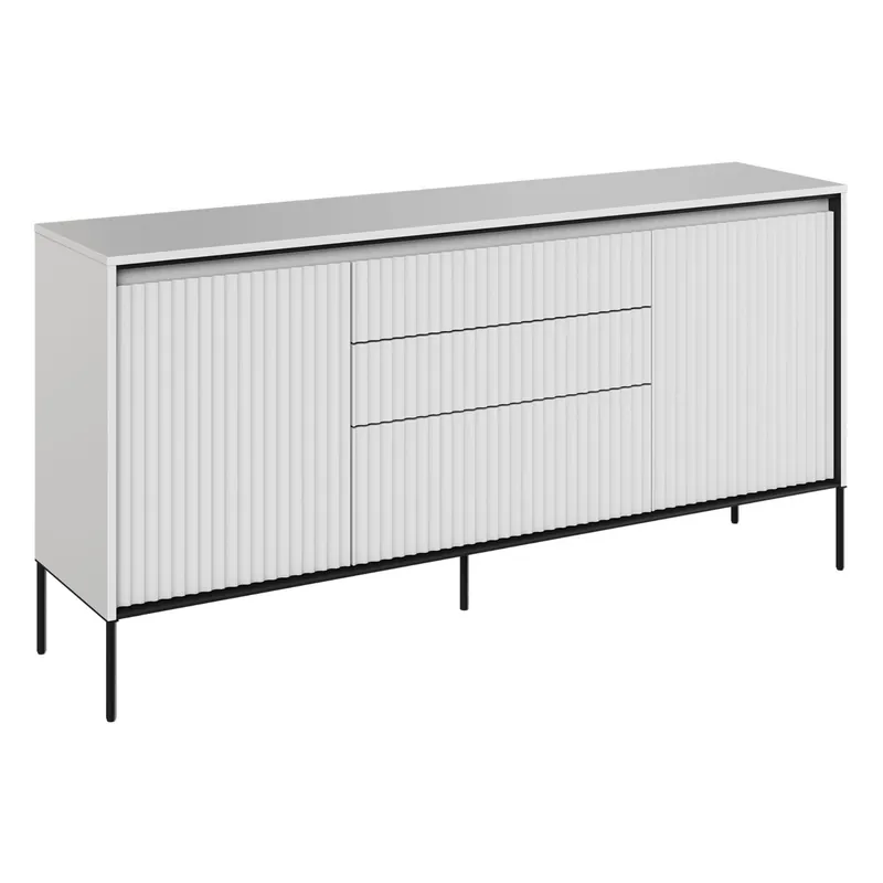 Komoda ryflowana TREND 01 biały/czarne nogi Oferta limitowana